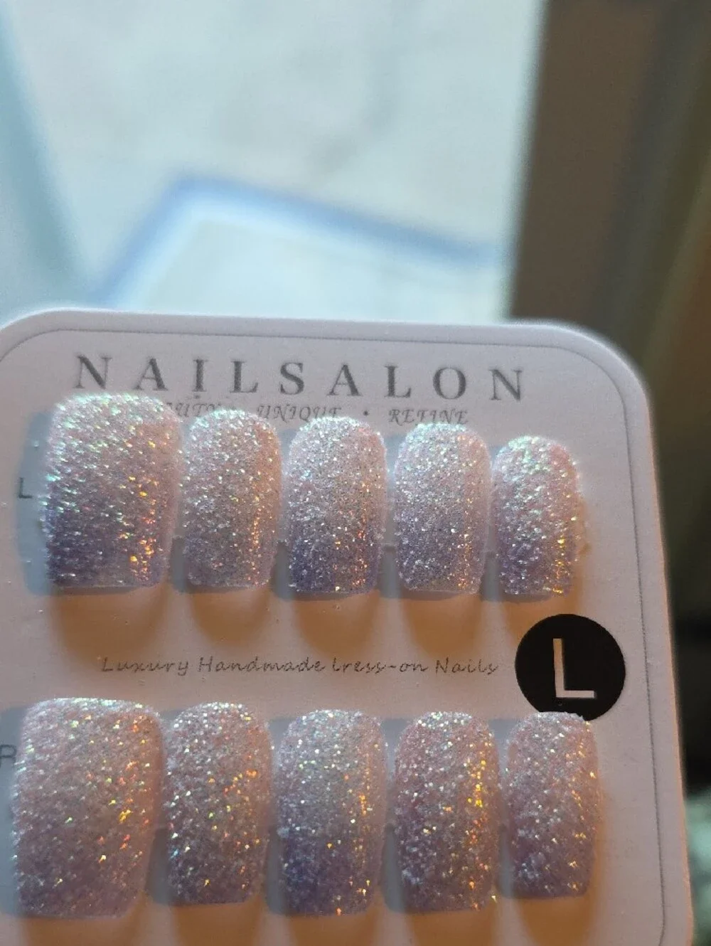 Sparkle Pink/Purple Press-On Nails Size Large